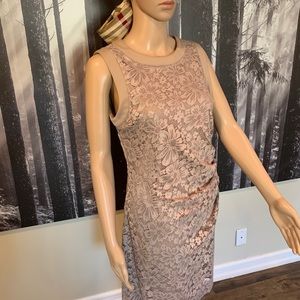 Calvin Klein Taupe lace dress classic & flattering